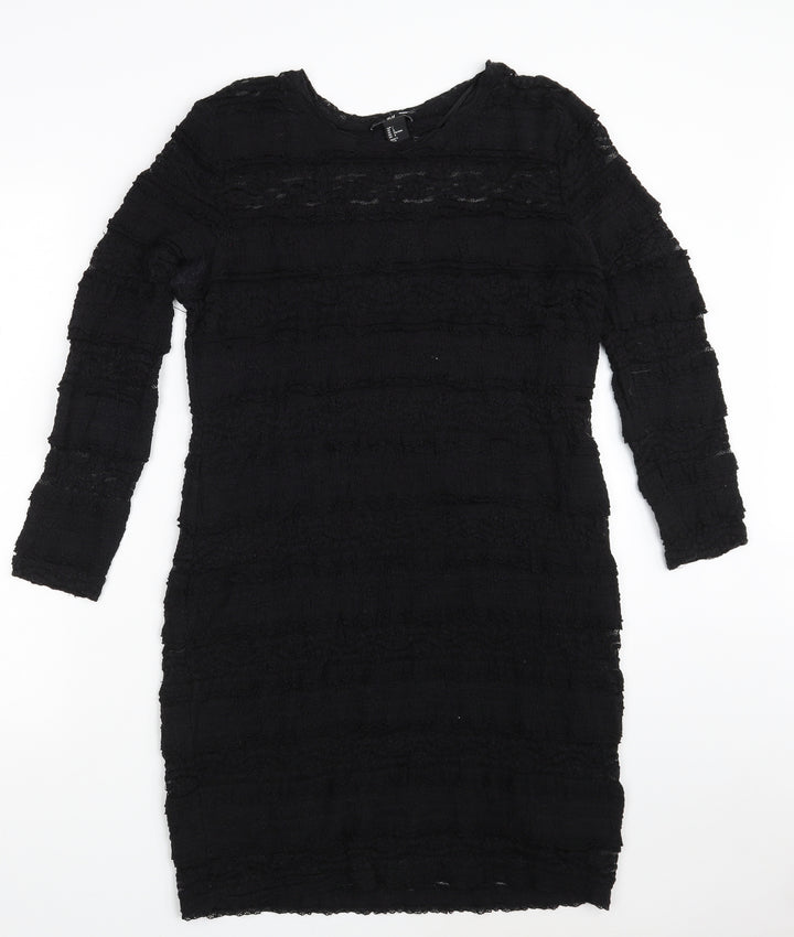 H&M Womens Black  Polyamide A-Line  Size L  Round Neck