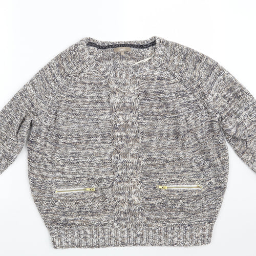 Soon Womens Beige Round Neck  Cotton Pullover Jumper Size 14