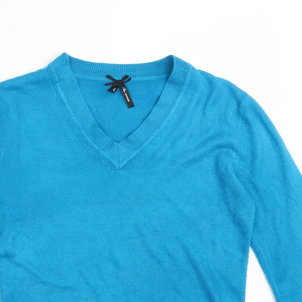 Atmosphere Womens Blue V-Neck  Acrylic Pullover Jumper Size 10