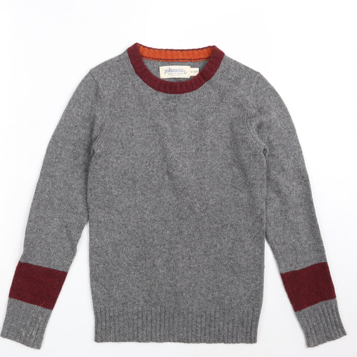 Johnnie B Boys Grey Round Neck  Wool Pullover Jumper Size 11-12 Years   - Colourblock