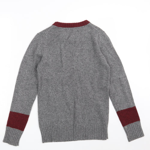 Johnnie B Boys Grey Round Neck  Wool Pullover Jumper Size 11-12 Years   - Colourblock