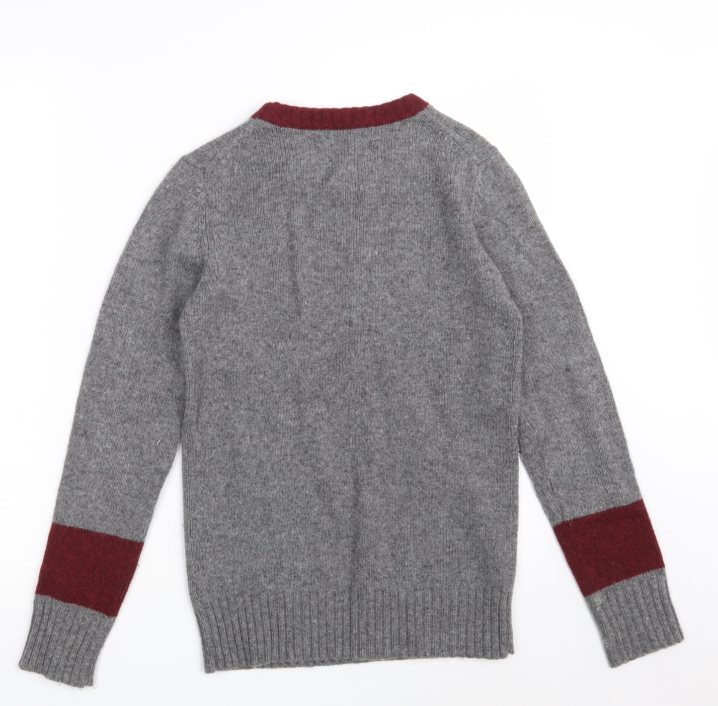 Johnnie B Boys Grey Round Neck  Wool Pullover Jumper Size 11-12 Years   - Colourblock