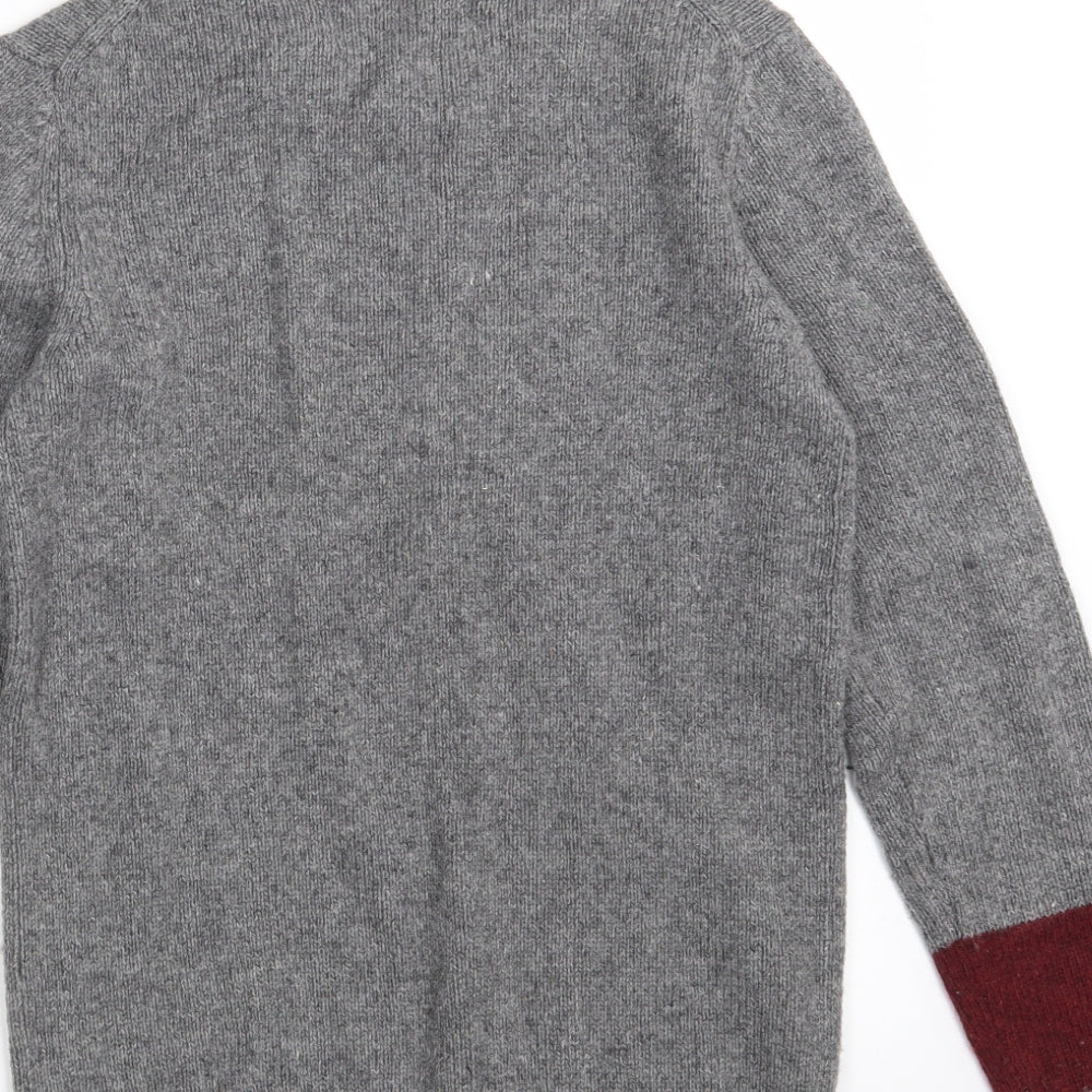 Johnnie B Boys Grey Round Neck  Wool Pullover Jumper Size 11-12 Years   - Colourblock