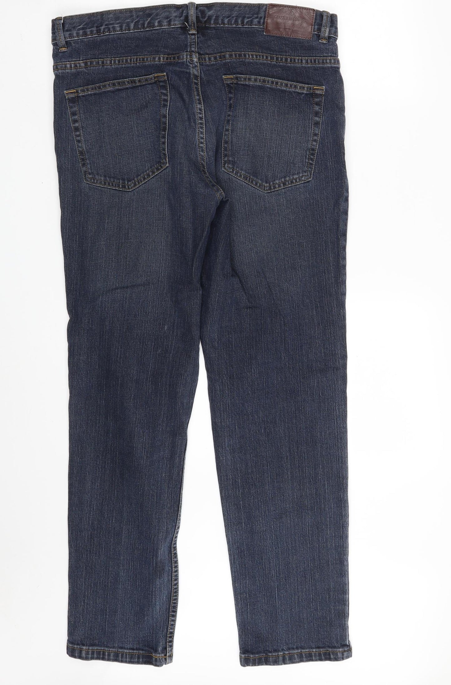 TU Mens Blue  Cotton Straight Jeans Size 36 in L30 in Slim Zip