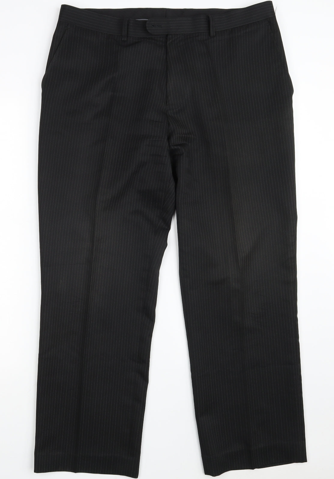 Taylor & Wright Mens Black Striped Polyester Trousers  Size 36 in L29 in Regular Zip