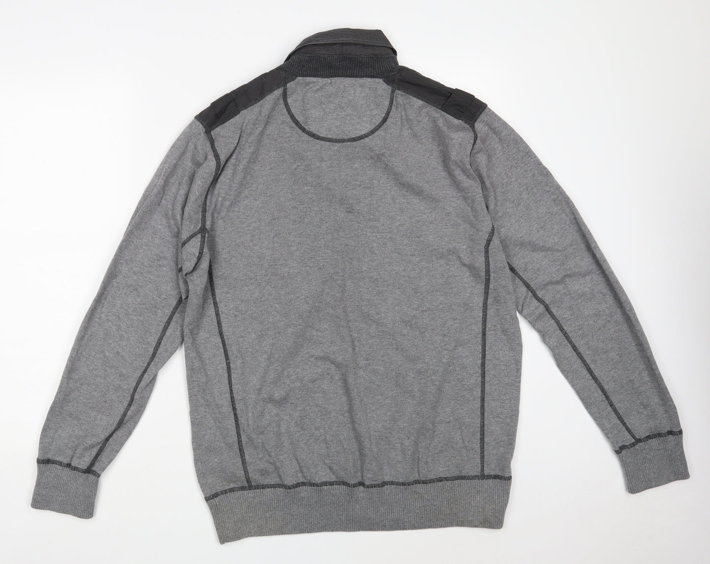 NEXT Mens Grey Collared  Cotton Pullover Jumper Size L