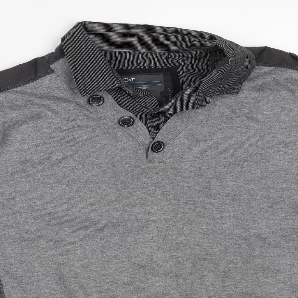 NEXT Mens Grey Collared  Cotton Pullover Jumper Size L