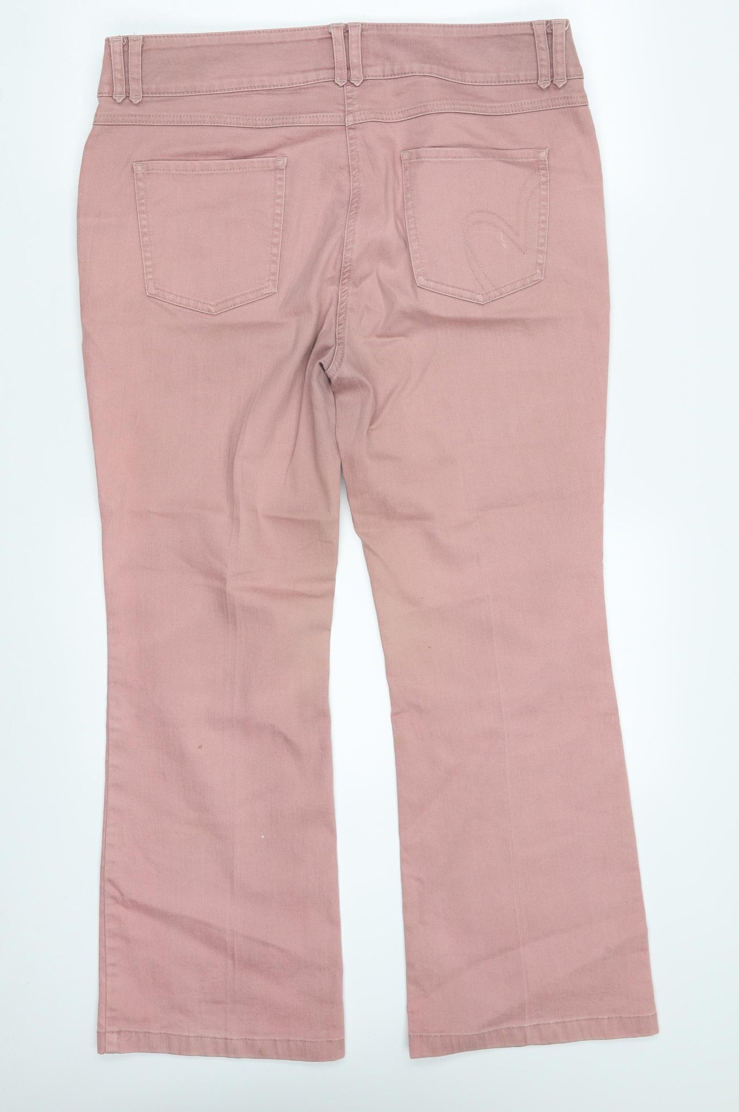 Per Una Womens Pink  Cotton Bootcut Jeans Size 16 L27 in Regular Zip