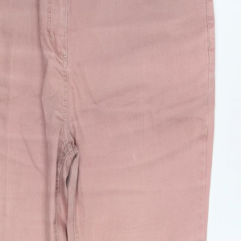 Per Una Womens Pink  Cotton Bootcut Jeans Size 16 L27 in Regular Zip