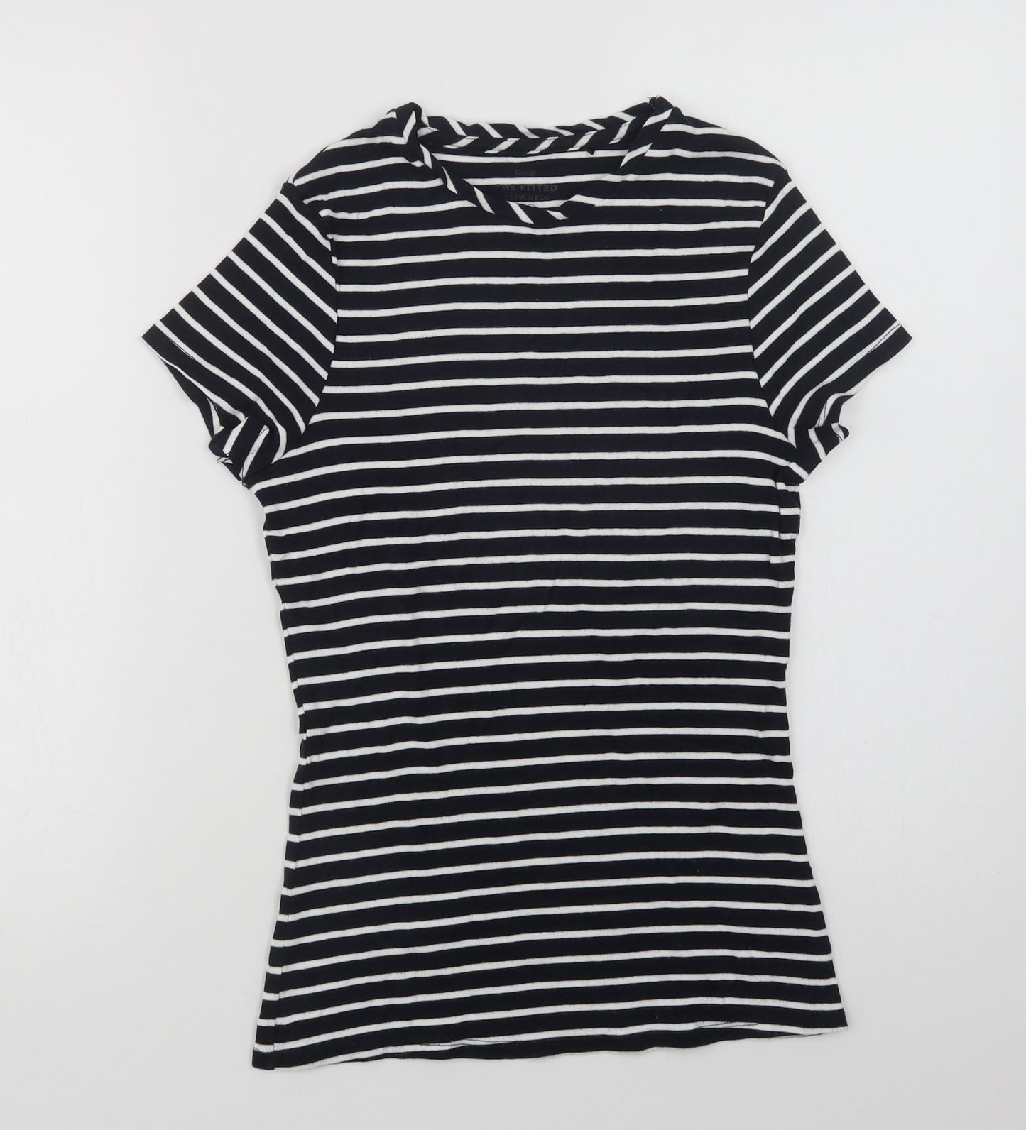 George Womens Blue Striped Cotton Basic T-Shirt Size 10 Crew Neck