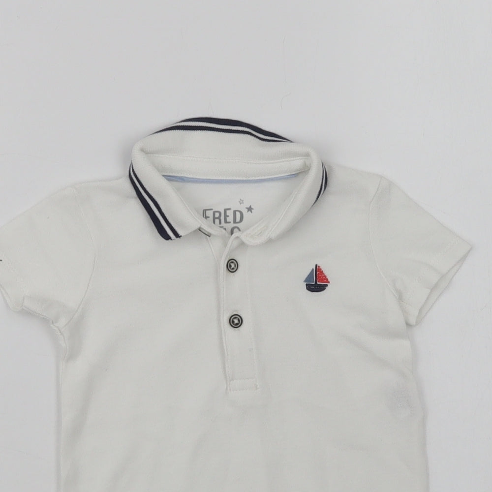 F&F Baby White  Cotton Babygrow One-Piece Size 12-18 Months  Snap - Sail Boat