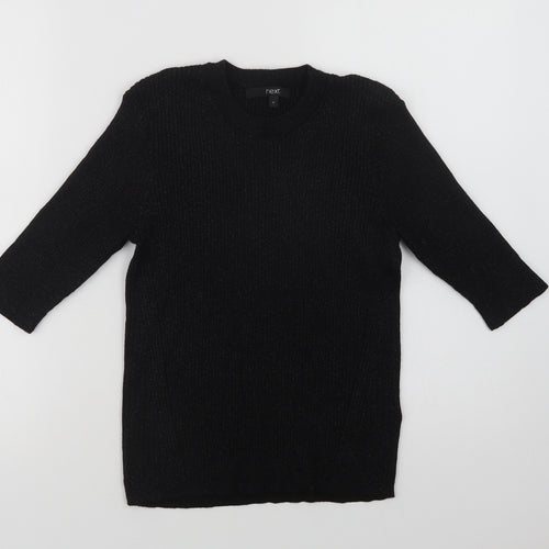 NEXT Womens Black Crew Neck  Viscose Pullover Jumper Size 8