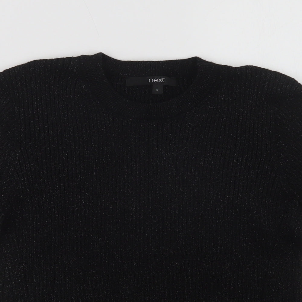 NEXT Womens Black Crew Neck  Viscose Pullover Jumper Size 8