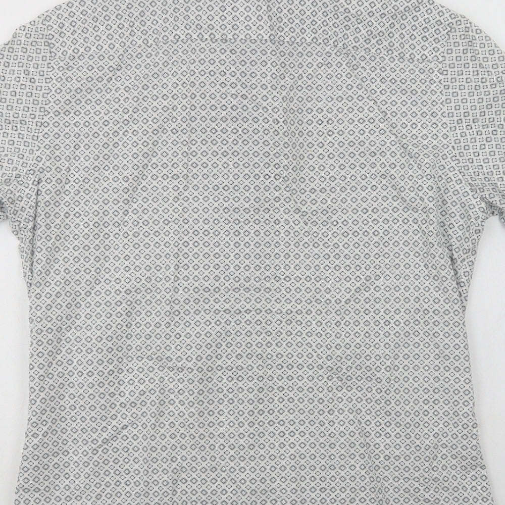George Mens White Geometric Cotton  Button-Up Size M Collared Button
