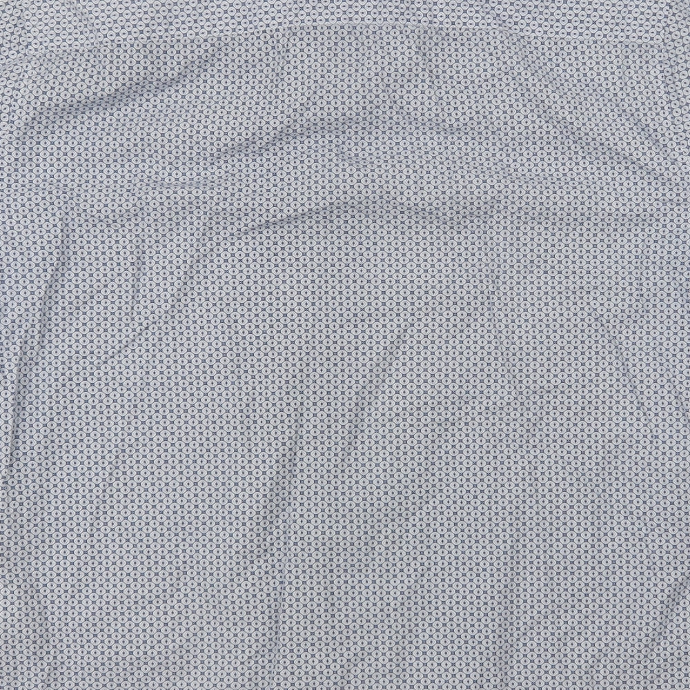 NEXT Mens Blue Geometric Cotton  Button-Up Size L Collared Button