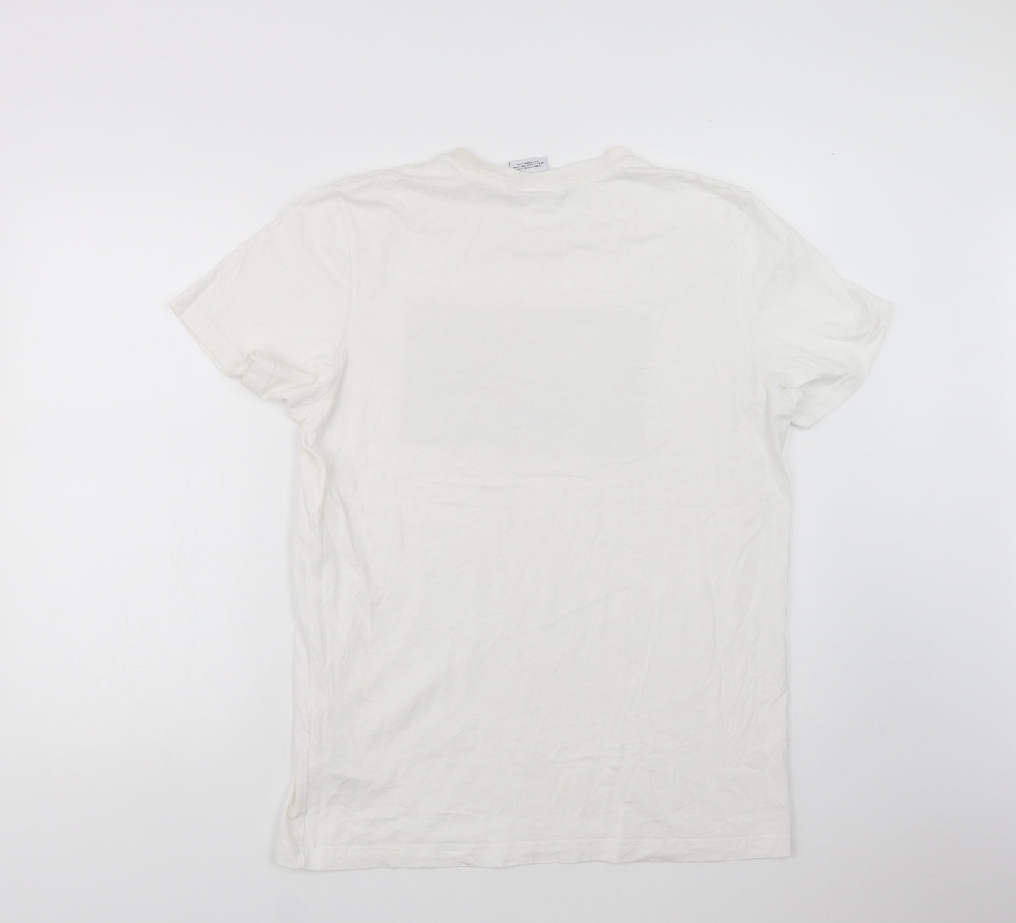 adidas Mens White  Cotton  T-Shirt Size L Crew Neck