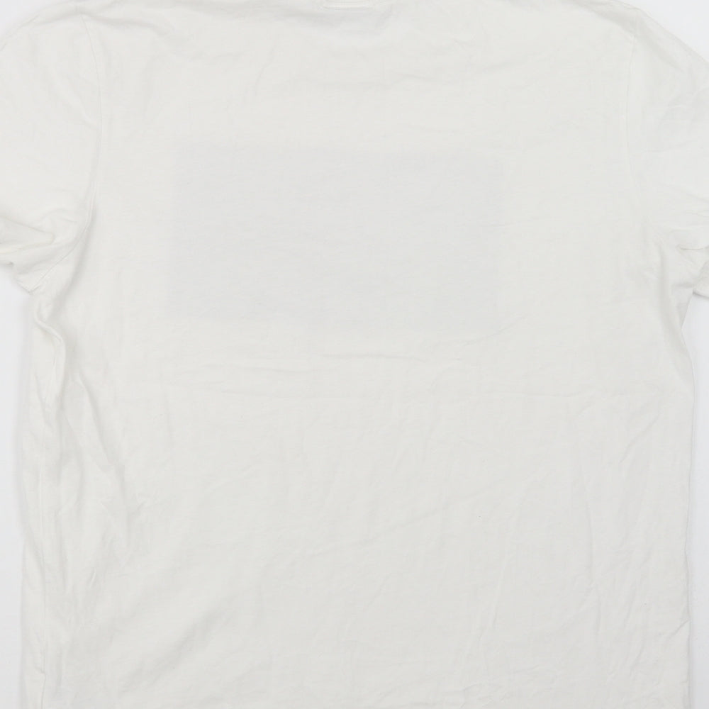 adidas Mens White  Cotton  T-Shirt Size L Crew Neck