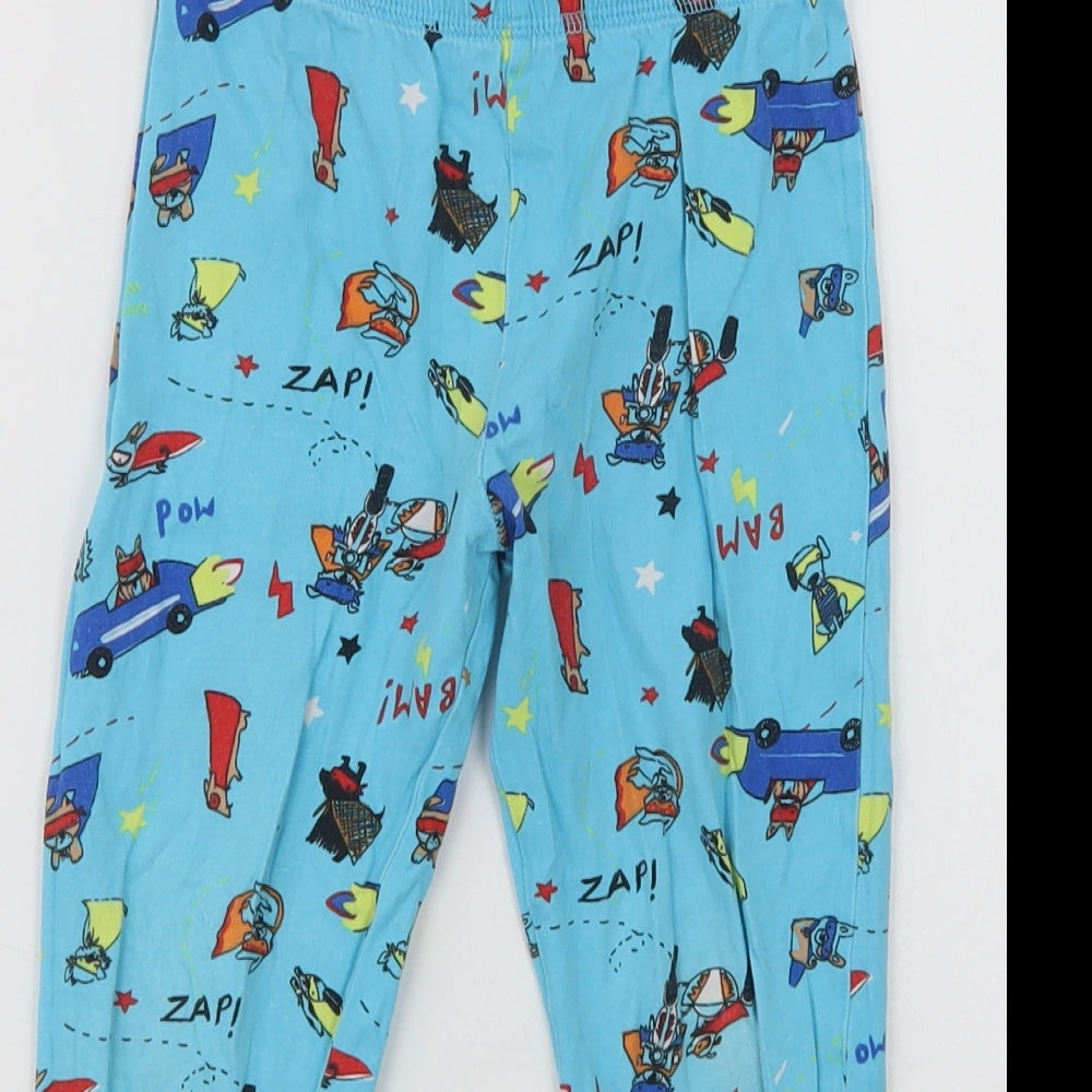 George Boys Blue Geometric Cotton  Pyjama Pants Size 3-4 Years   - Suoperdogs