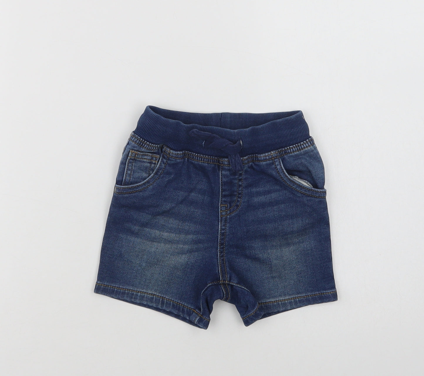 Matalan Baby Blue  Cotton Cropped Jeans Size 12-18 Months  Drawstring