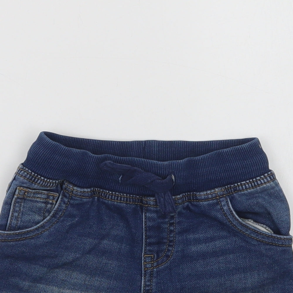 Matalan Baby Blue  Cotton Cropped Jeans Size 12-18 Months  Drawstring