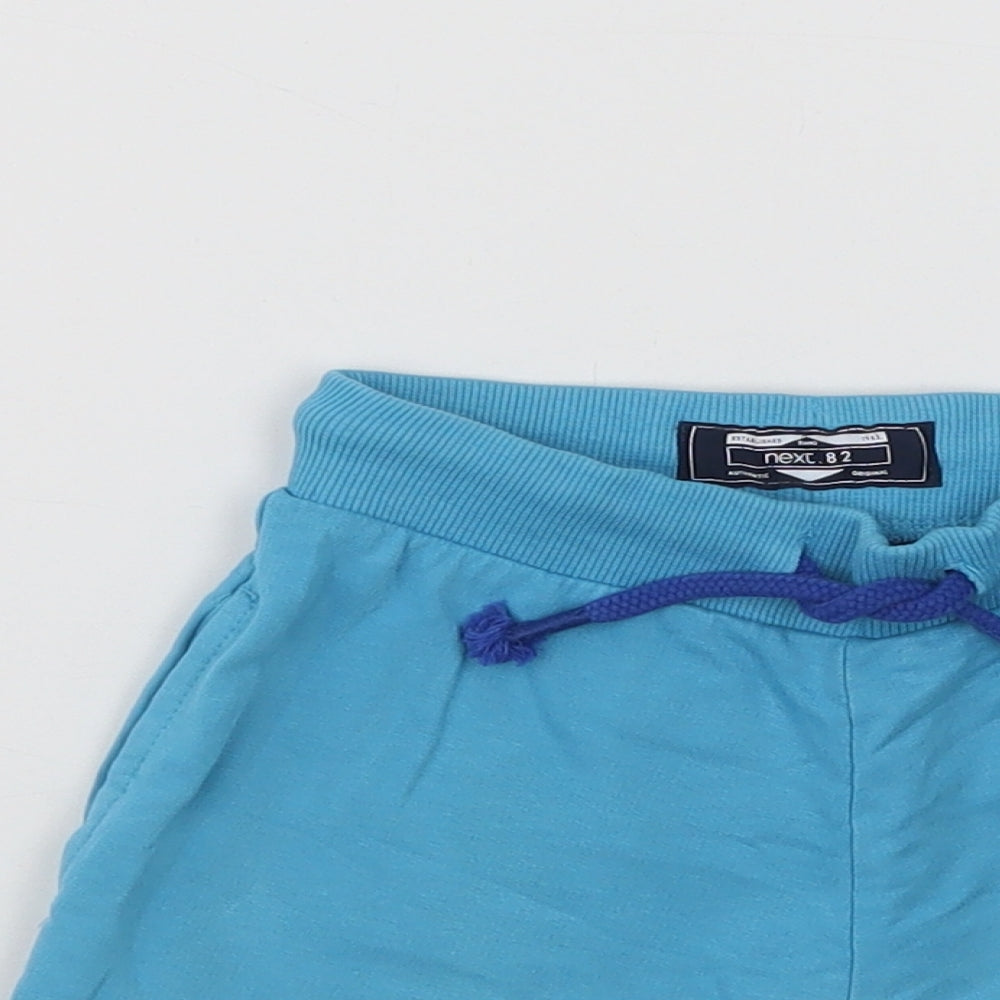 NEXT Baby Blue  Cotton Cropped Trousers Size 12-18 Months  Drawstring
