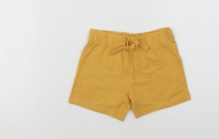 F&F Baby Yellow  Cotton Cropped Trousers Size 12-18 Months  Drawstring