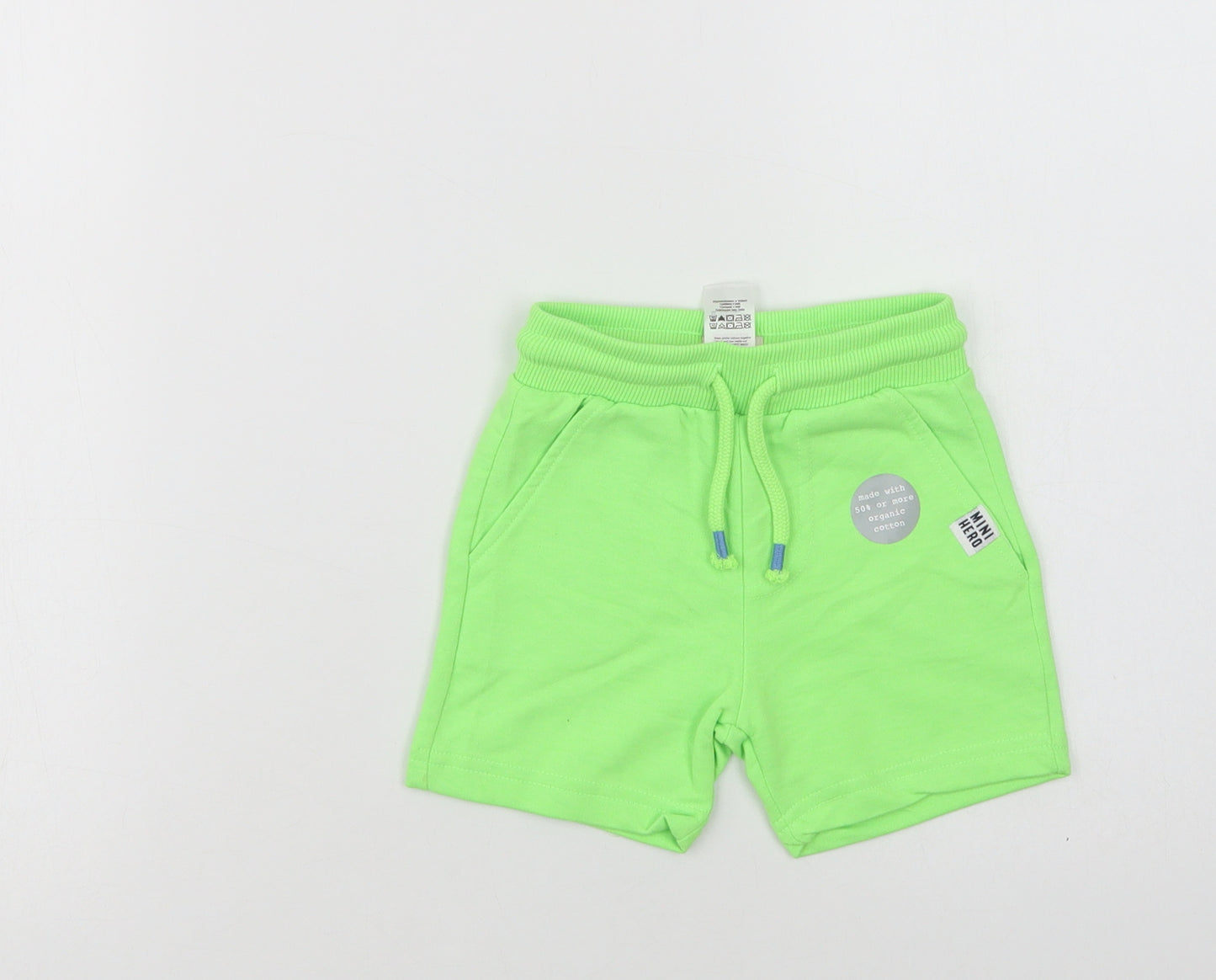 F&F Baby Green  Cotton Cropped Trousers Size 12-18 Months  Drawstring