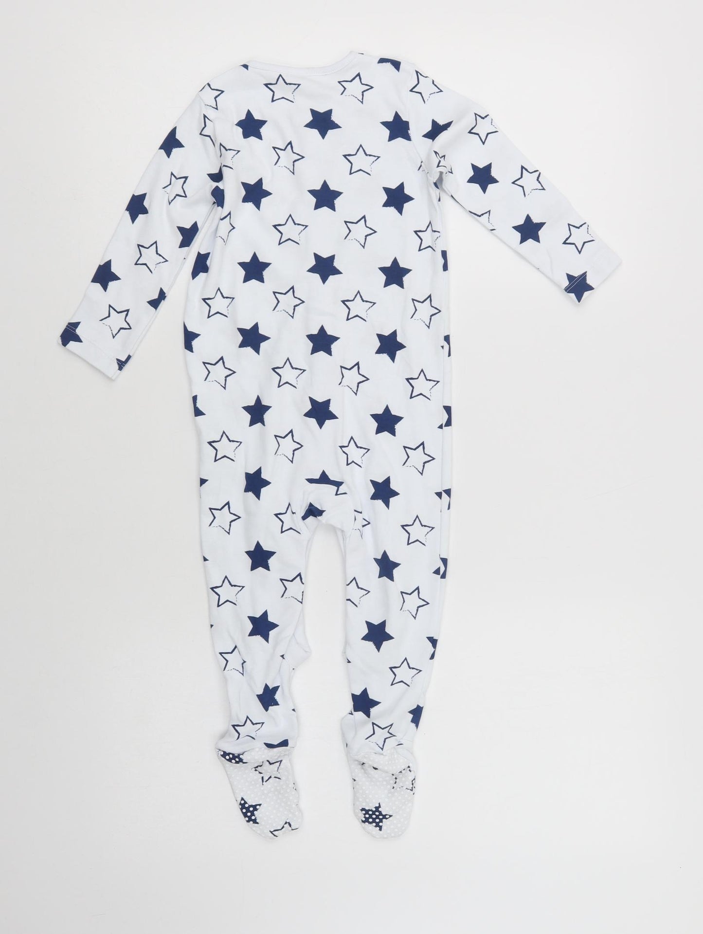 Dunnes Stores Baby White Geometric Cotton Babygrow One-Piece Size 12-18 Months  Snap - Star Print