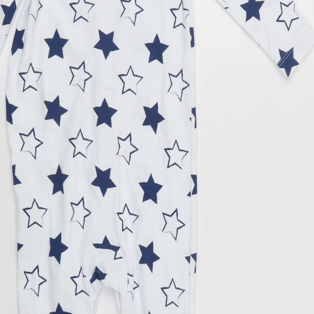 Dunnes Stores Baby White Geometric Cotton Babygrow One-Piece Size 12-18 Months  Snap - Star Print