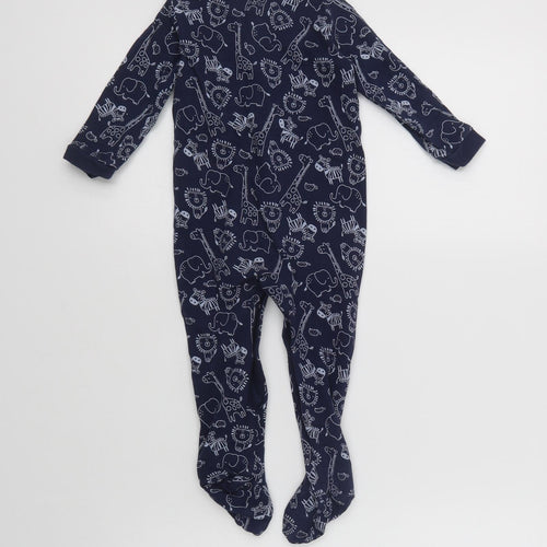 Matalan Baby Blue Geometric Cotton Babygrow One-Piece Size 12-18 Months  Snap - Cute Animals Print