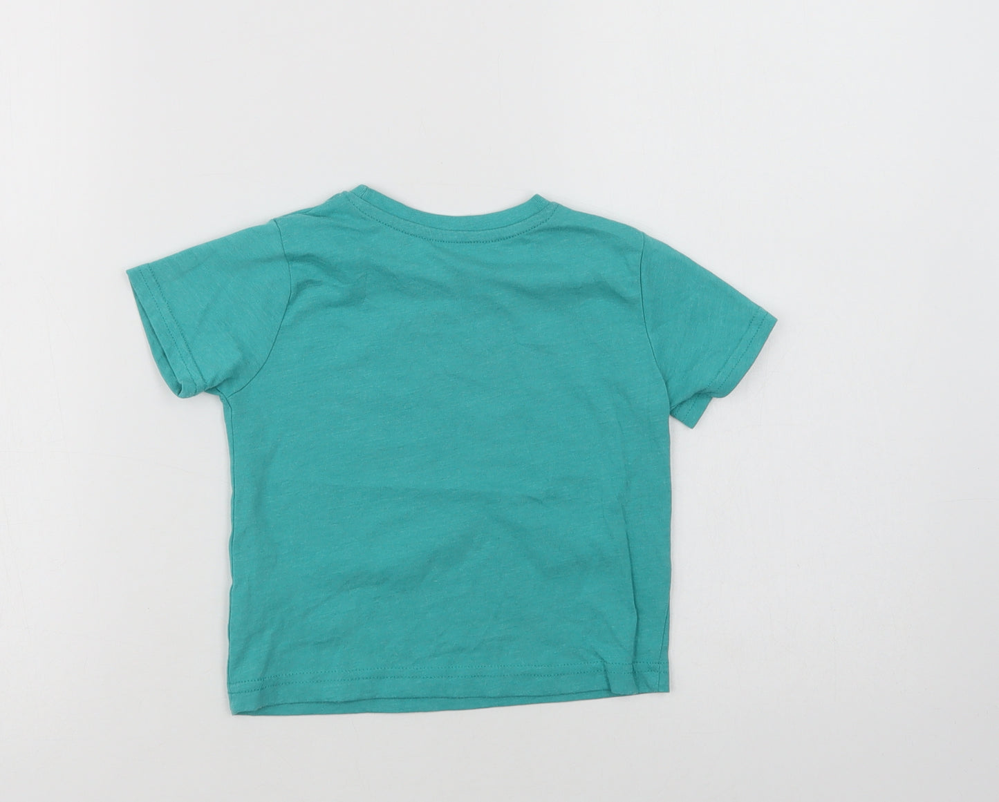 Primark Baby Green  Cotton Pullover T-Shirt Size 18-24 Months Crew Neck  - Dino