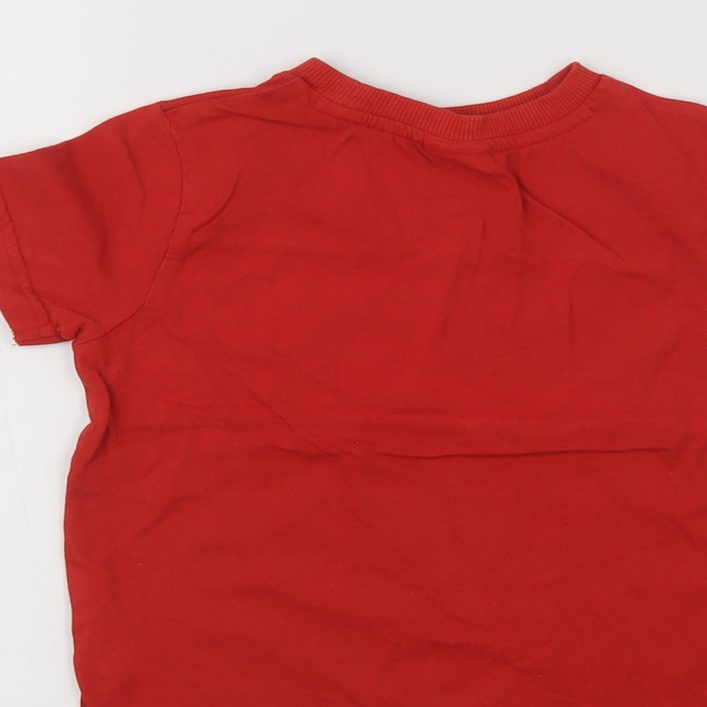 F&F Boys Red Colourblock Cotton Pullover T-Shirt Size 2-3 Years Crew Neck  - Marvel