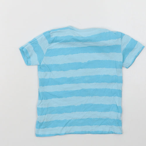 Dunnes Stores Baby Blue Striped Cotton Basic T-Shirt Size 18-24 Months Crew Neck  - Change The World