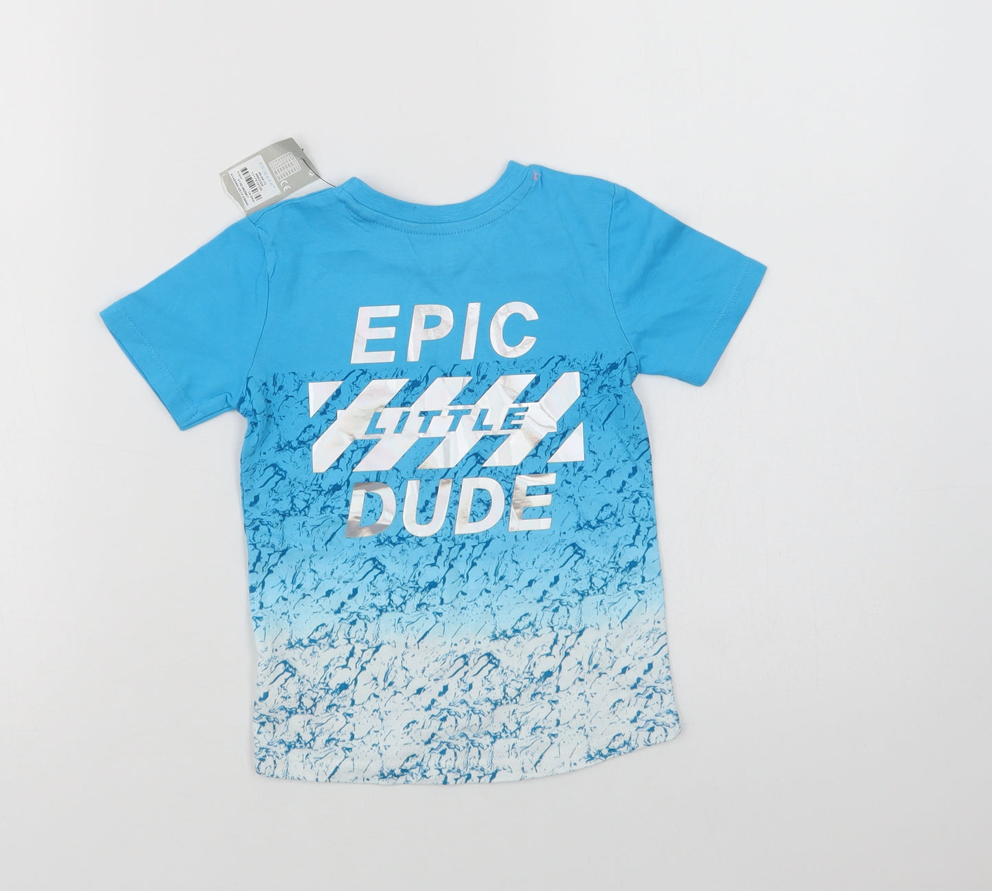 Primark Baby Blue Geometric Cotton Pullover T-Shirt Size 18-24 Months Crew Neck  - Epic Dude