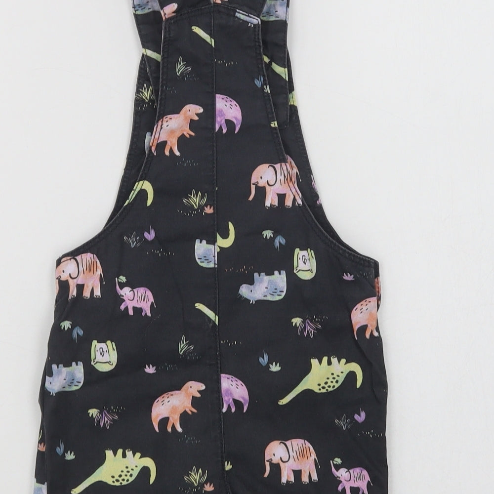 F&F Baby Grey Geometric Cotton Dungaree Outfit/Set Size 18-24 Months  Snap - Cute Animals Print