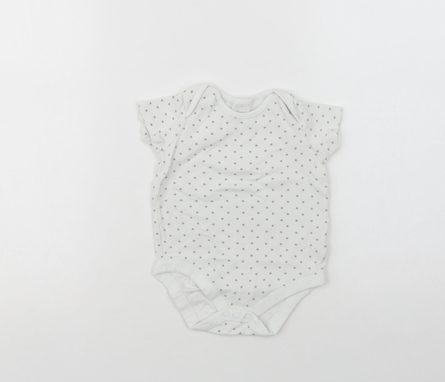 F&F Baby White Geometric Cotton Babygrow One-Piece Size 12-18 Months  Snap - Star Print