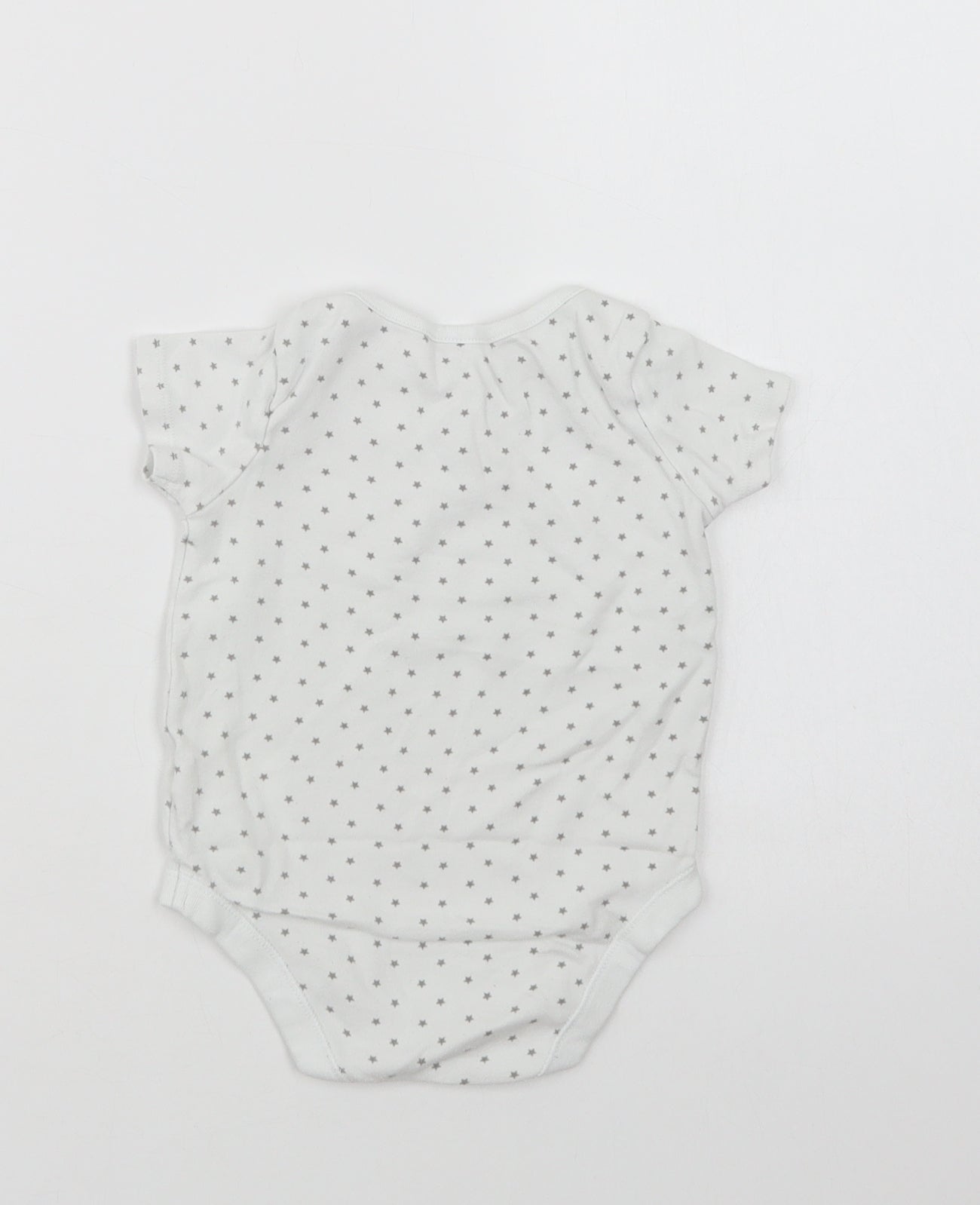 F&F Baby White Geometric Cotton Babygrow One-Piece Size 12-18 Months  Snap - Star Print