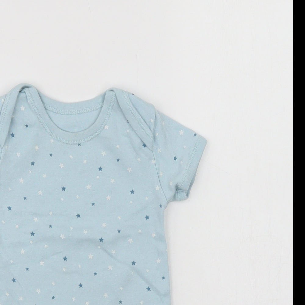 Matalan Baby Blue Geometric Cotton Babygrow One-Piece Size 12-18 Months  Snap - Star Print