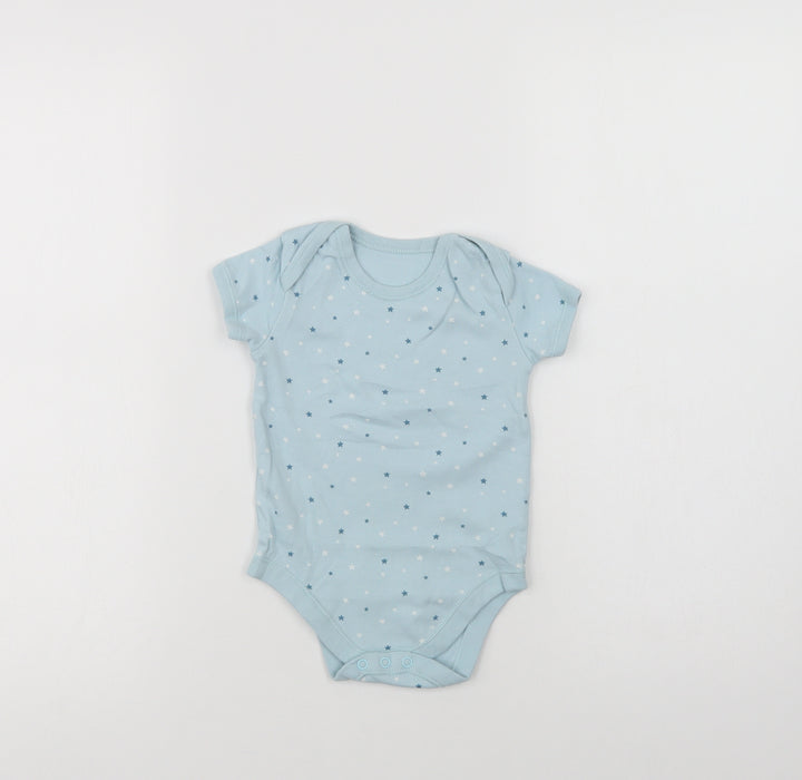 Matalan Baby Blue Geometric Cotton Babygrow One-Piece Size 12-18 Months Snap - Star Print