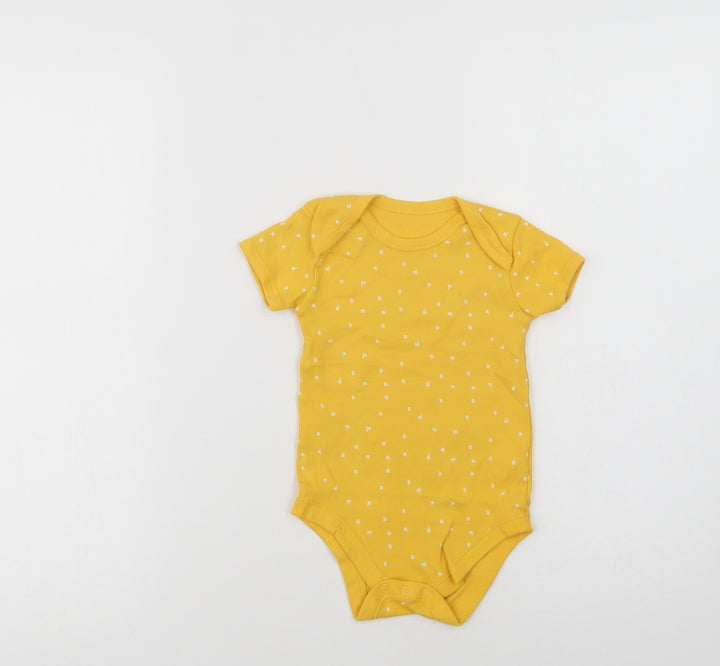 Matalan Baby Yellow Geometric Cotton Babygrow One-Piece Size 12-18 Months Snap