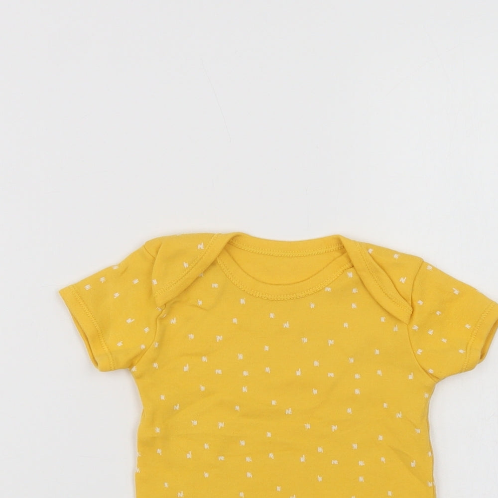 Matalan Baby Yellow Geometric Cotton Babygrow One-Piece Size 12-18 Months  Snap