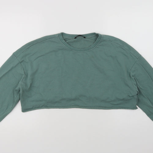 SheIn Womens Green  Cotton Pullover Sweatshirt Size XL   - Cropped