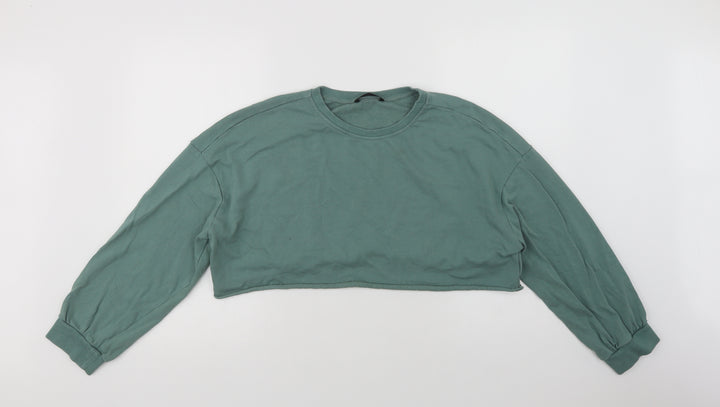 SheIn Womens Green  Cotton Pullover Sweatshirt Size XL   - Cropped
