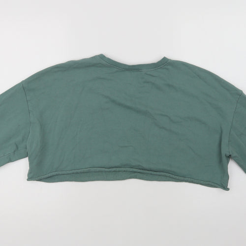 SheIn Womens Green  Cotton Pullover Sweatshirt Size XL   - Cropped