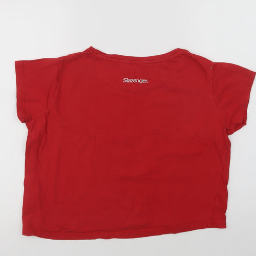 Slaz Womens Red  Cotton Cropped T-Shirt Size 14 Crew Neck
