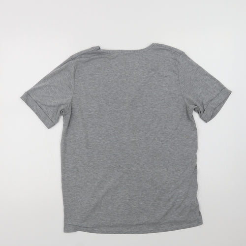 Nasty Gal Womens Grey  Viscose Basic T-Shirt Size M V-Neck