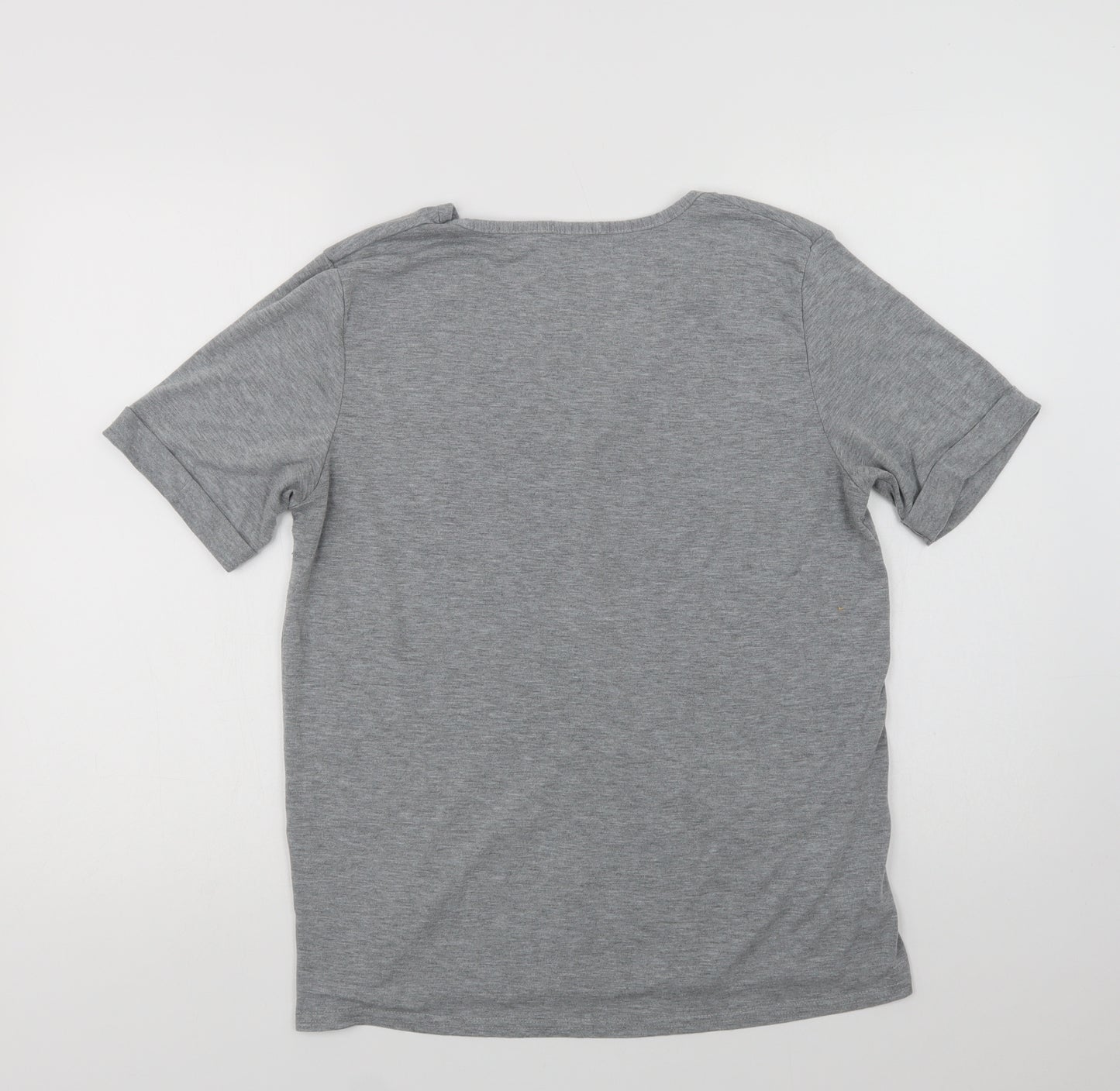 Nasty Gal Womens Grey  Viscose Basic T-Shirt Size M V-Neck