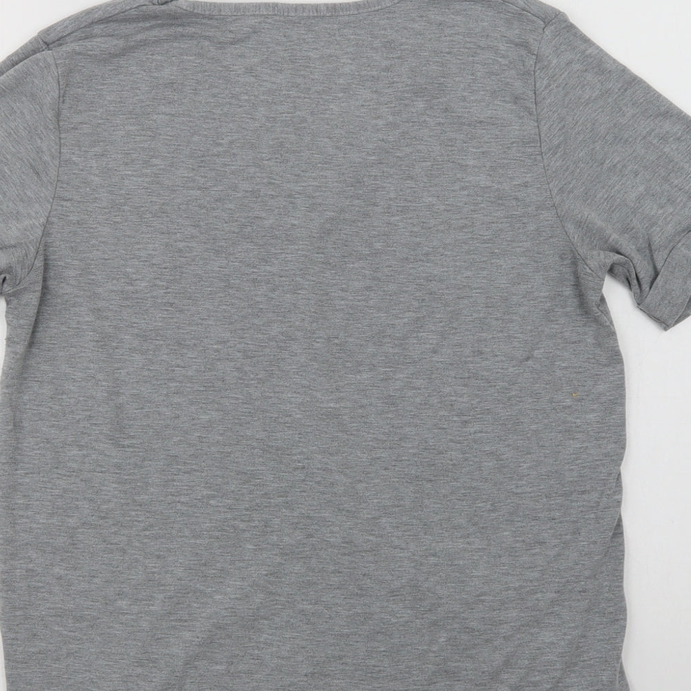 Nasty Gal Womens Grey  Viscose Basic T-Shirt Size M V-Neck