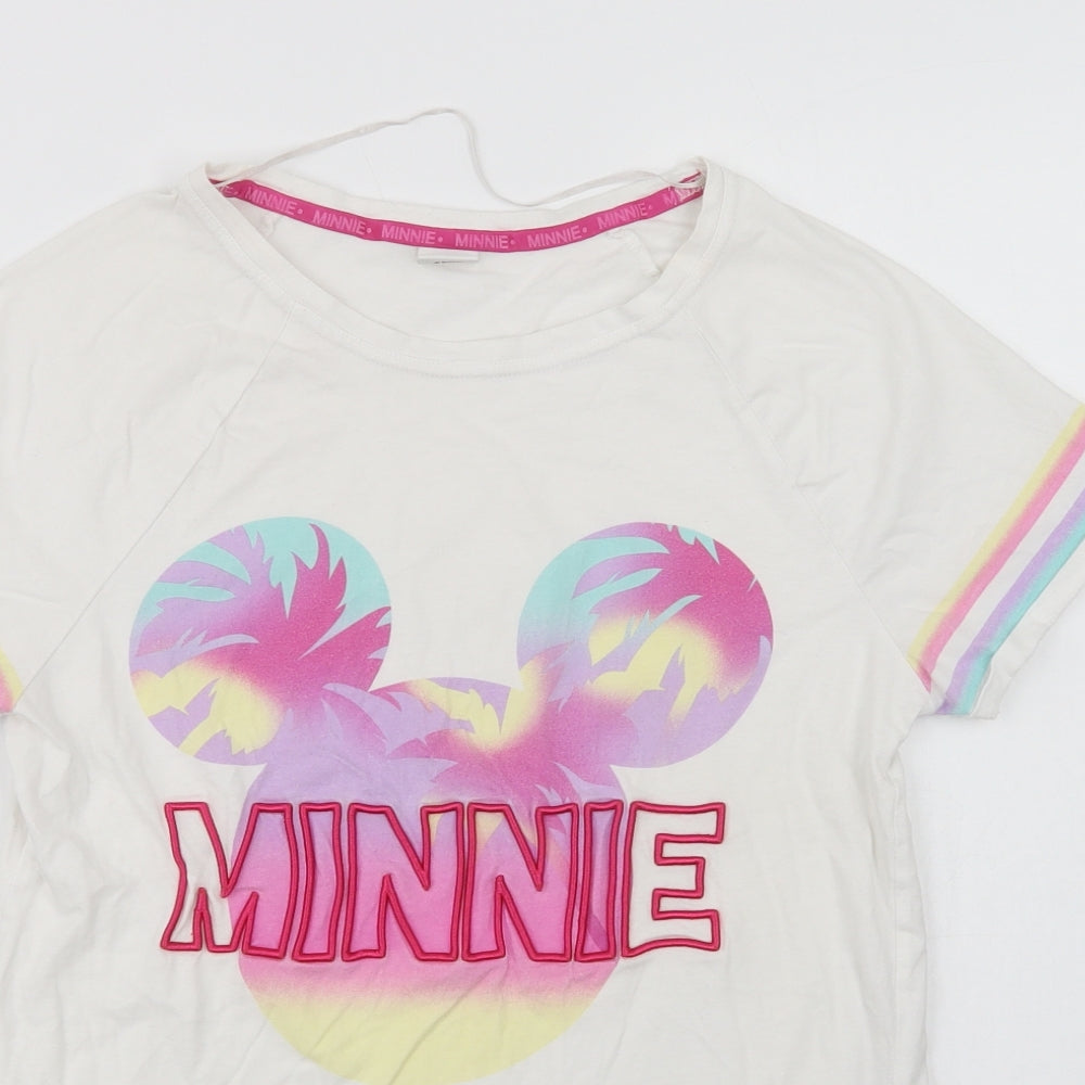 F&F Womens White  Cotton Top Pyjama Top Size 8   - Minnie Mouse