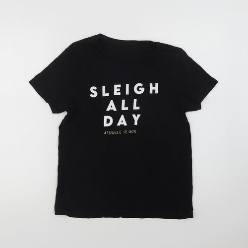 George Womens Black  Cotton Basic T-Shirt Size 8 Crew Neck - Sleigh All Day